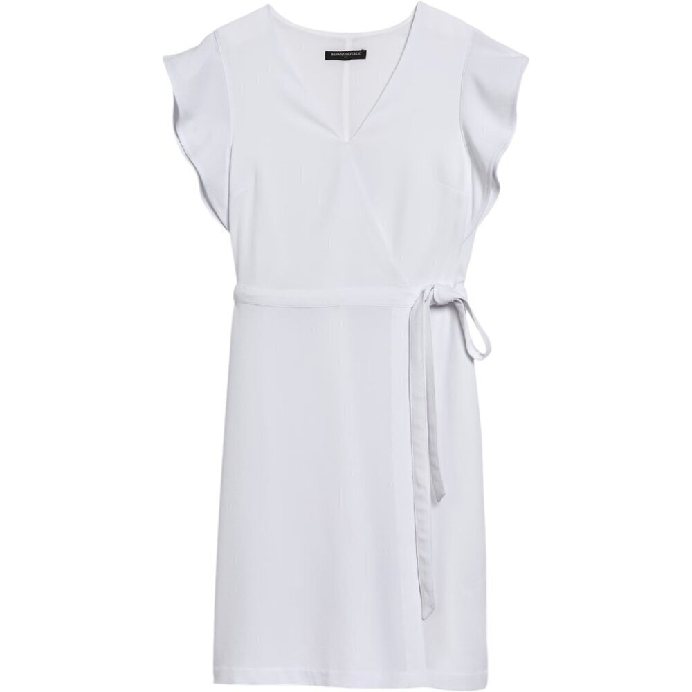 NWT Banana Republic White Wrap Front Flutter Dress size 4